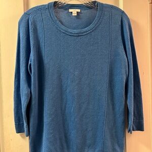 Women's J. Jill Blue Linen & Cotton Blend  Shirt 3/4 Length Sleeve Size S